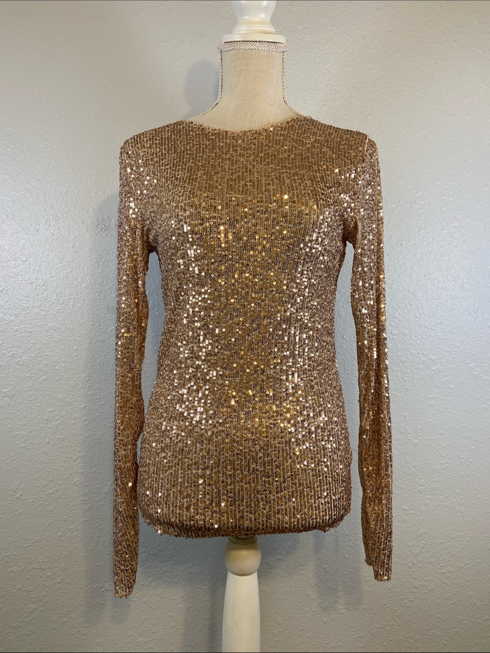 Intimately Free People Glam Chic Festival Party Sequin Long Sleeve Blouse Sz XS
